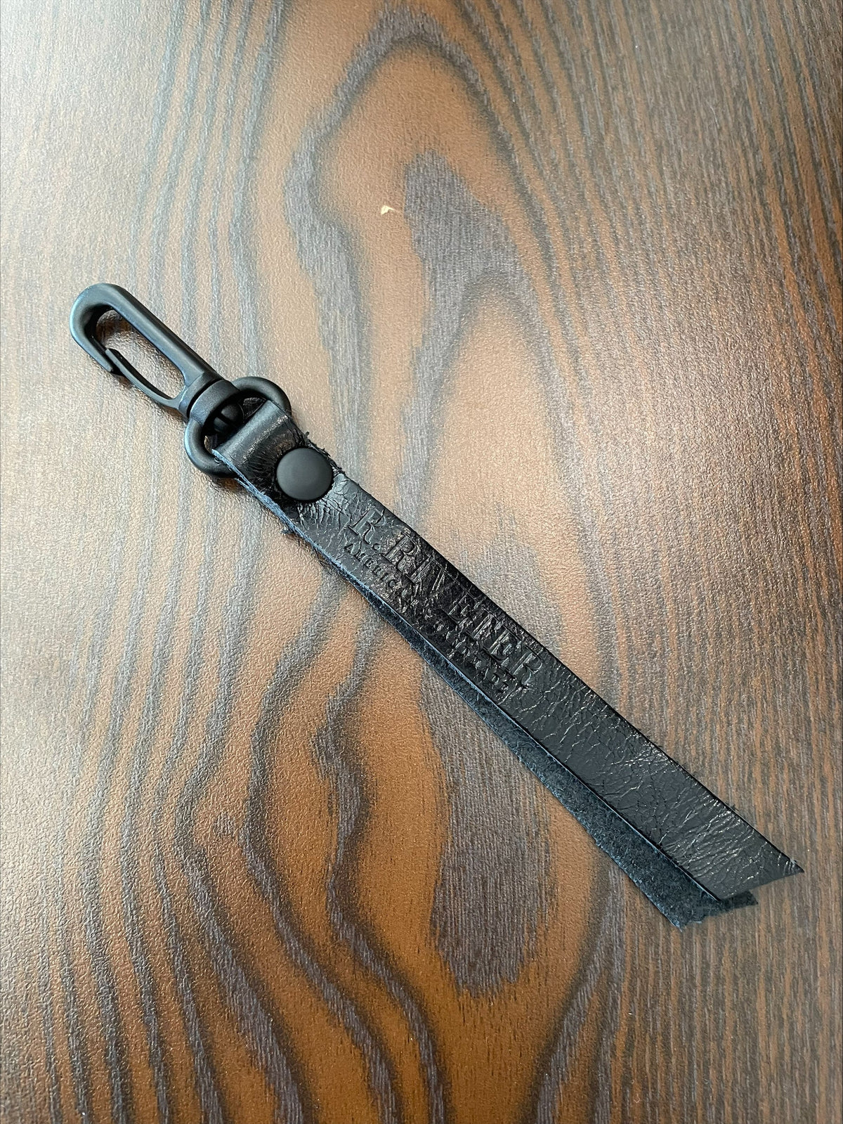 S&D Leather Ribbon Keychain | Black Leather with Clip
