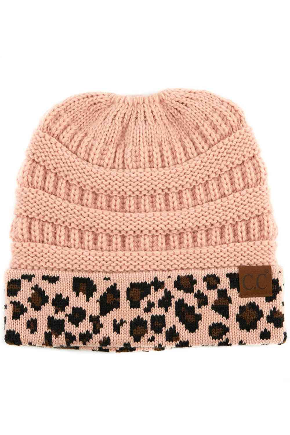 C.C Leopard Cuff Ribbed Beanie