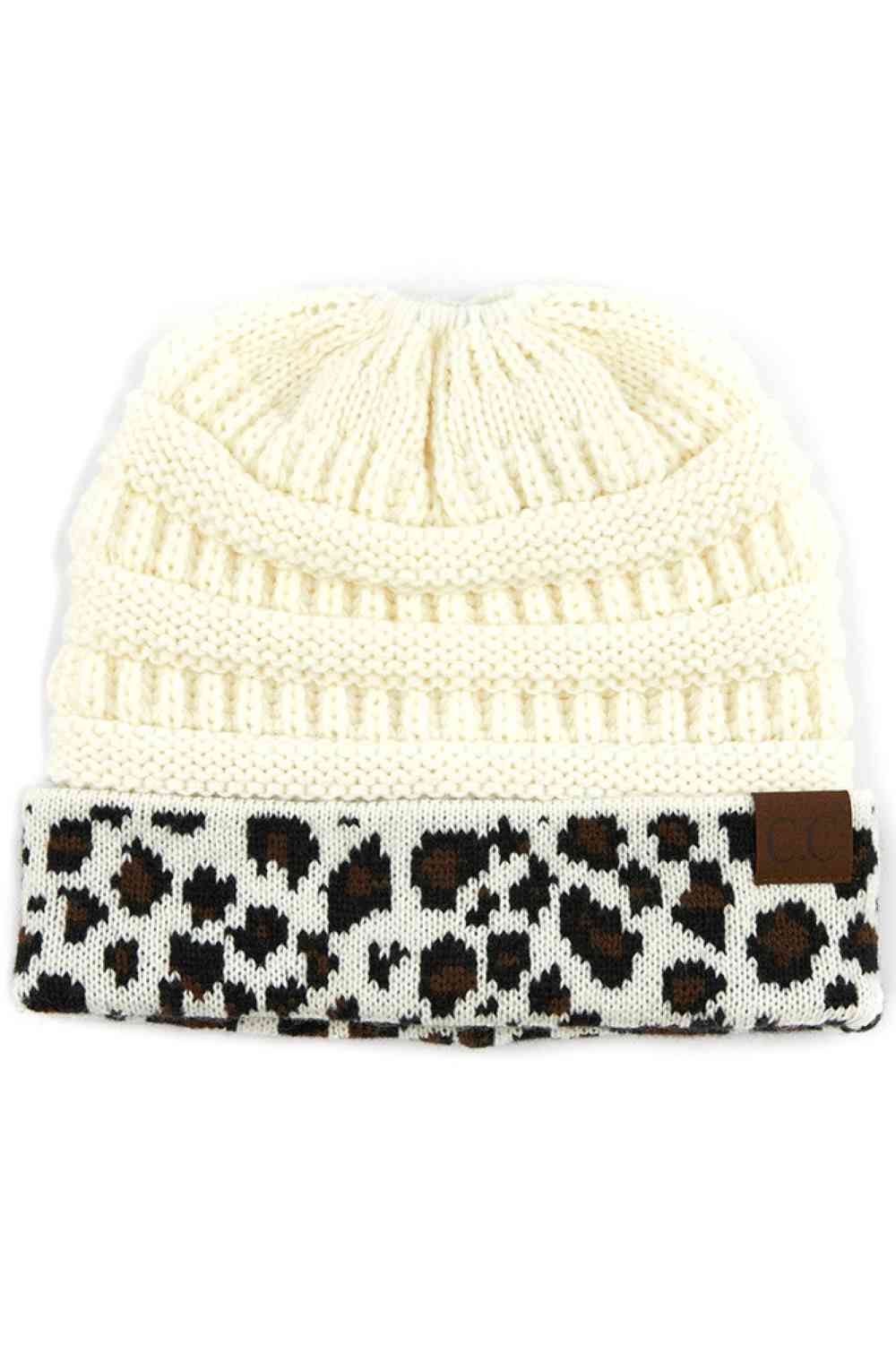 C.C Leopard Cuff Ribbed Beanie