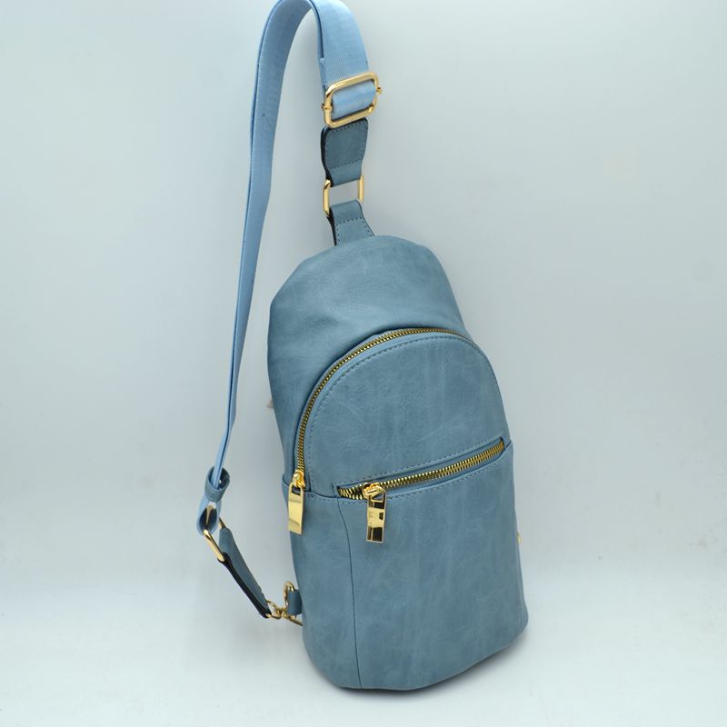 Structured Sling Bag with Contrast Zipper Detail