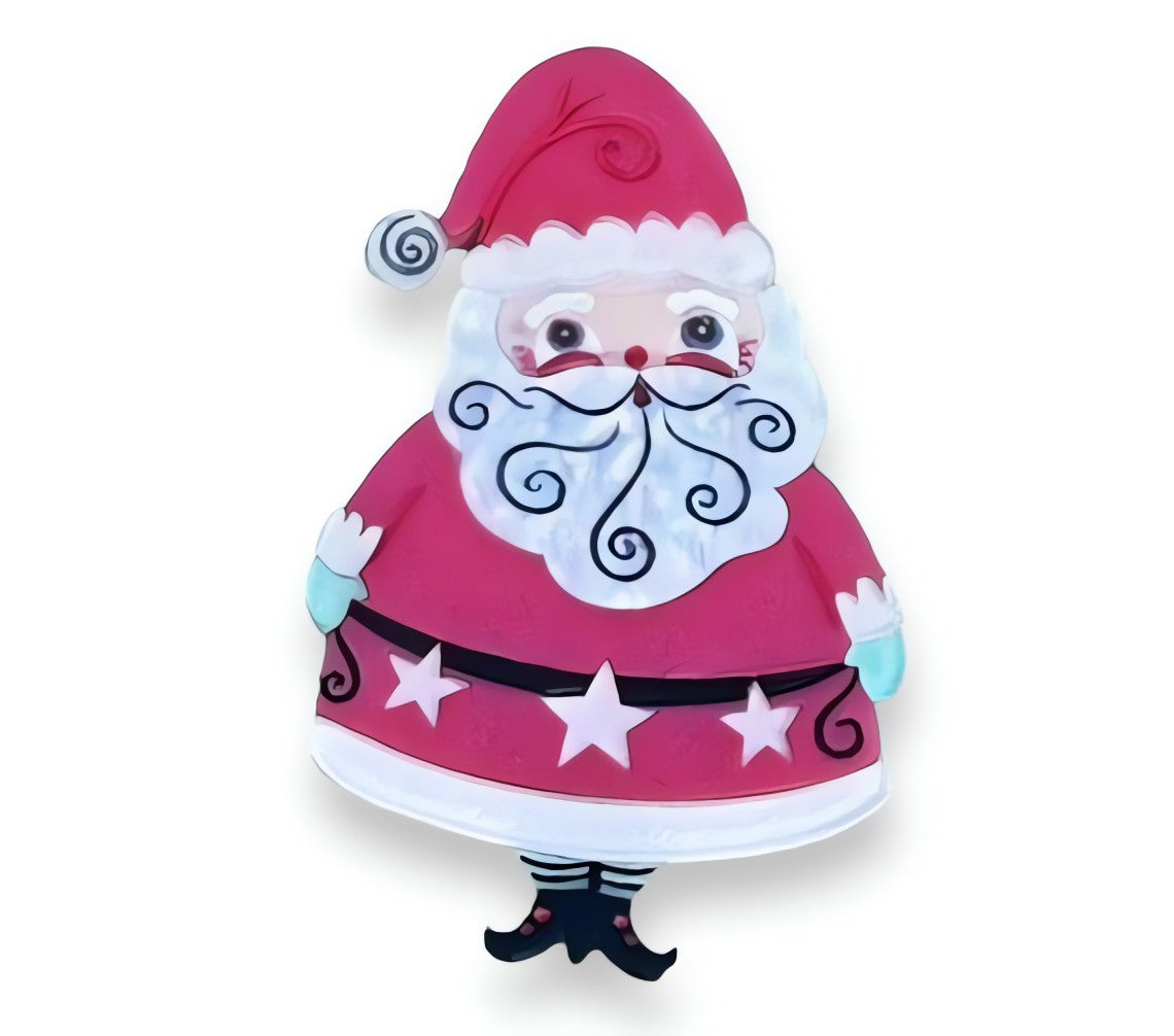 Jolly Old Elf PINK Brooch by Johanna Parker x Lipstick & Chrome — Vintage Christmas Santa Acrylic Pin