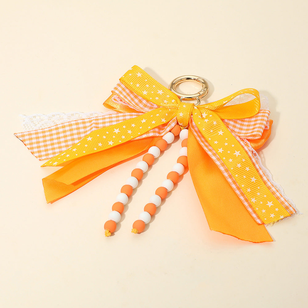 Game Day Theme Triple Layered Bow Bag Charm Keychain Bag Charm