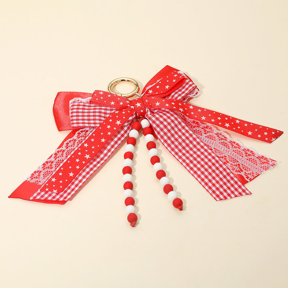 Game Day Theme Triple Layered Bow Bag Charm Keychain Bag Charm