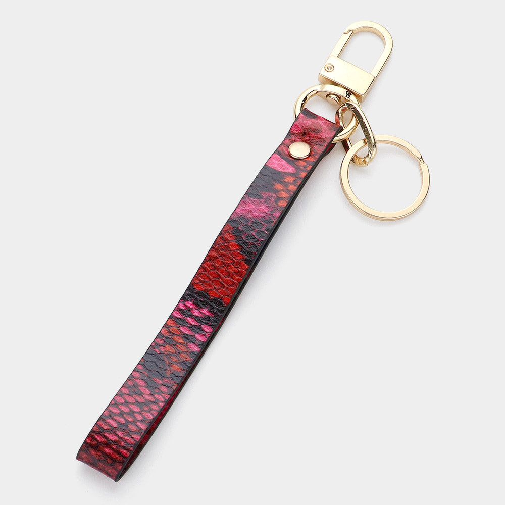 Snake Skin Faux Leather Keychain
