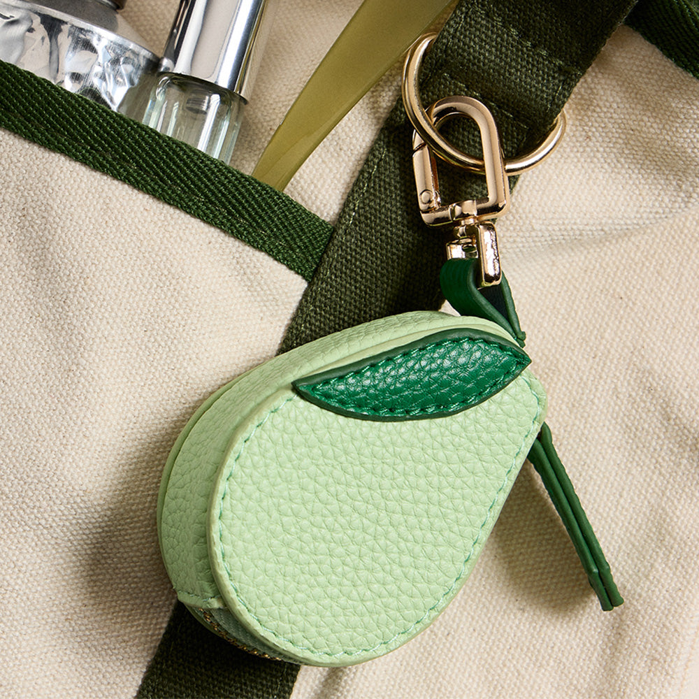 Genuine Leather Avocado Coin Purse Keychain Bag Charm