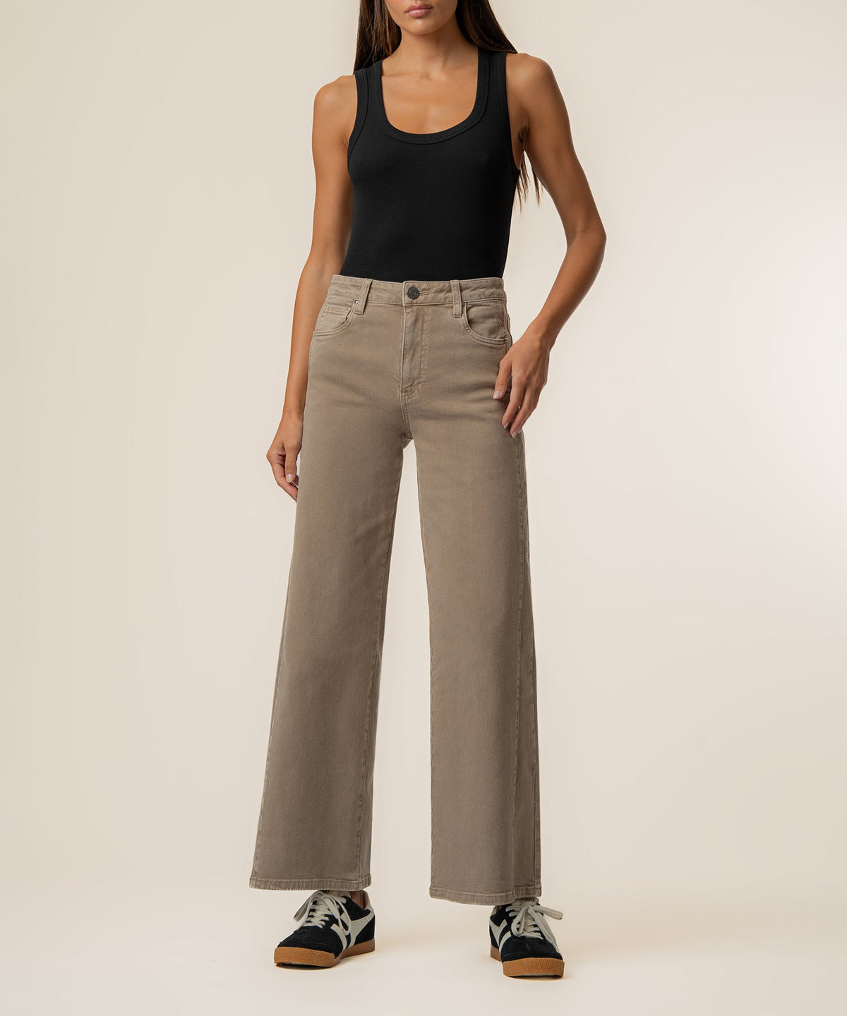 Meg High Rise Wide Leg in Milk Tea