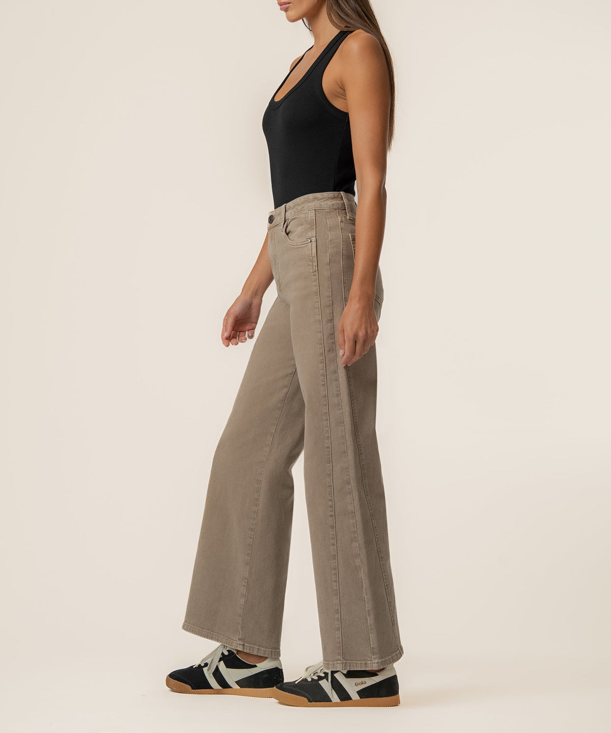 Meg High Rise Wide Leg in Milk Tea
