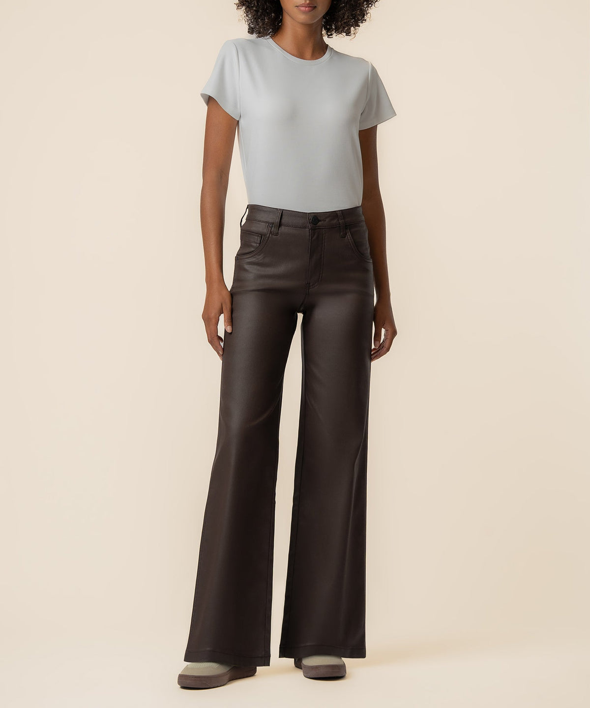 Jodi Coated High Rise Straight Leg in Chocolate