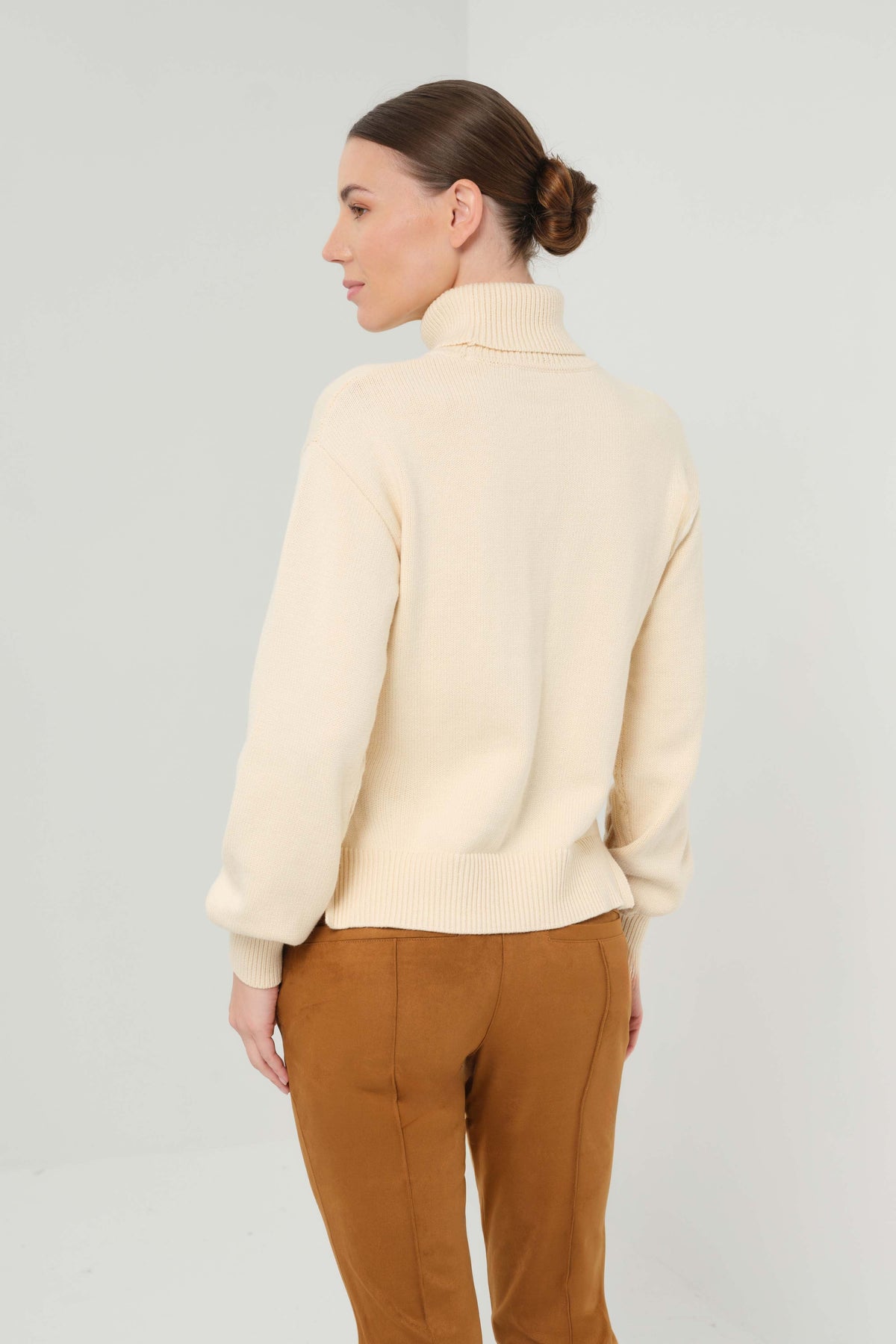 Wabi Mix Sweater Mixed-Stitch Cableknit Turtleneck