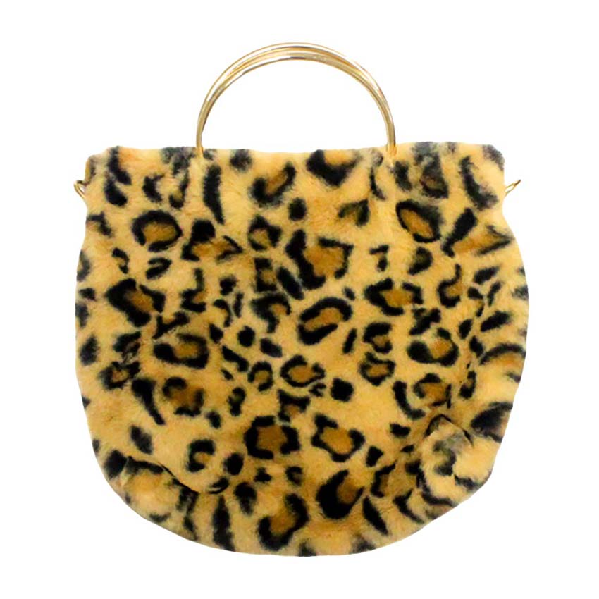 Solid Faux Fur Tote Crossbody Bag