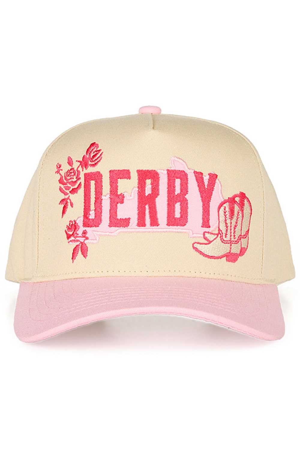 C.C Women's Derby Embroidered Letter with Rose and Boots Trucker Hat