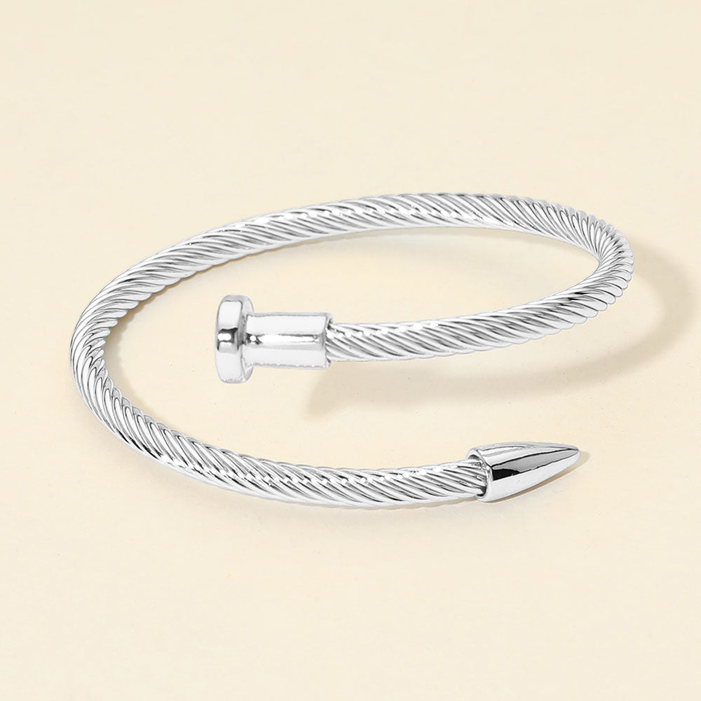 Twisted Cable Nailhead Wrap Bangle Bracelet