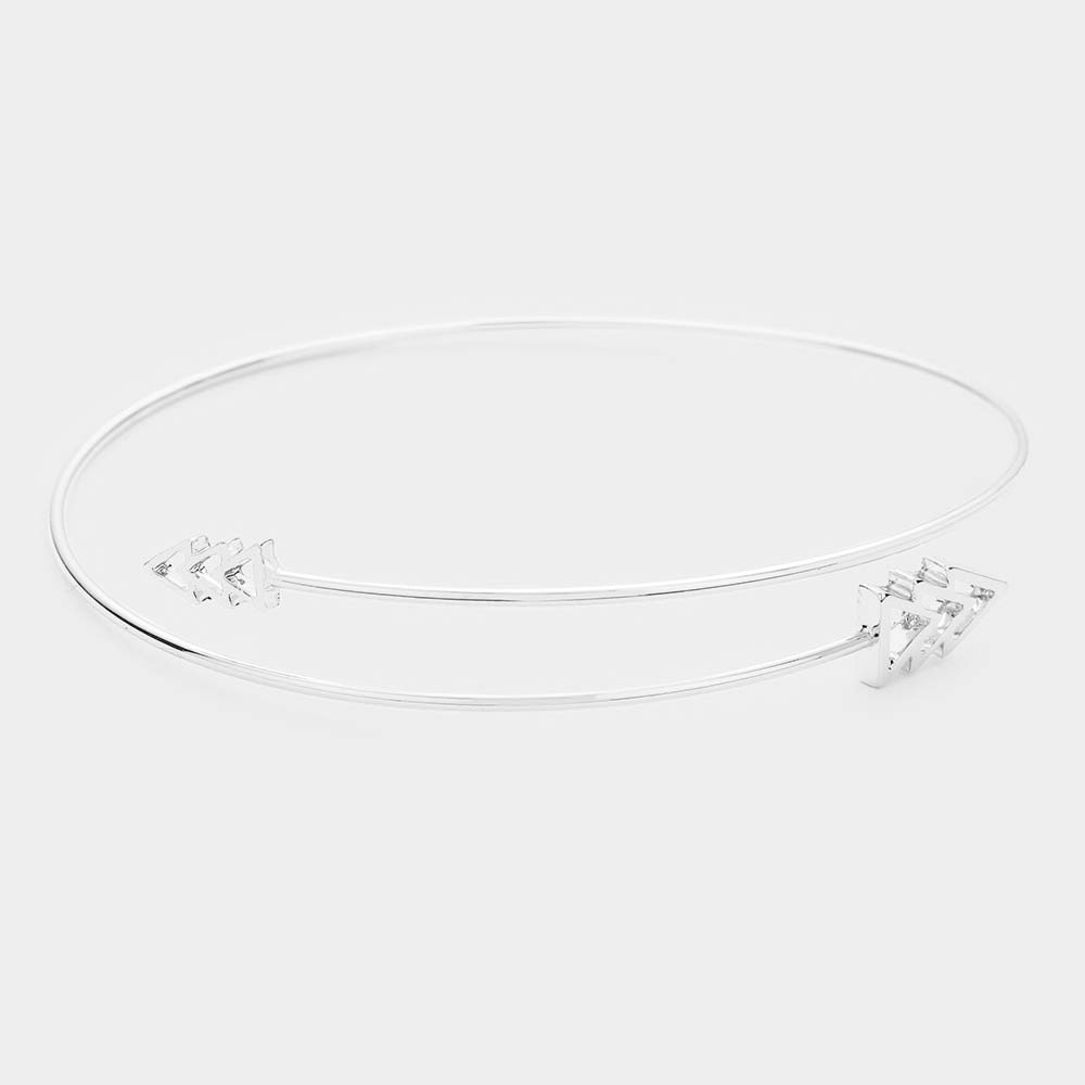 White Gold Dipped Metal Triple Triangle End Bracelet