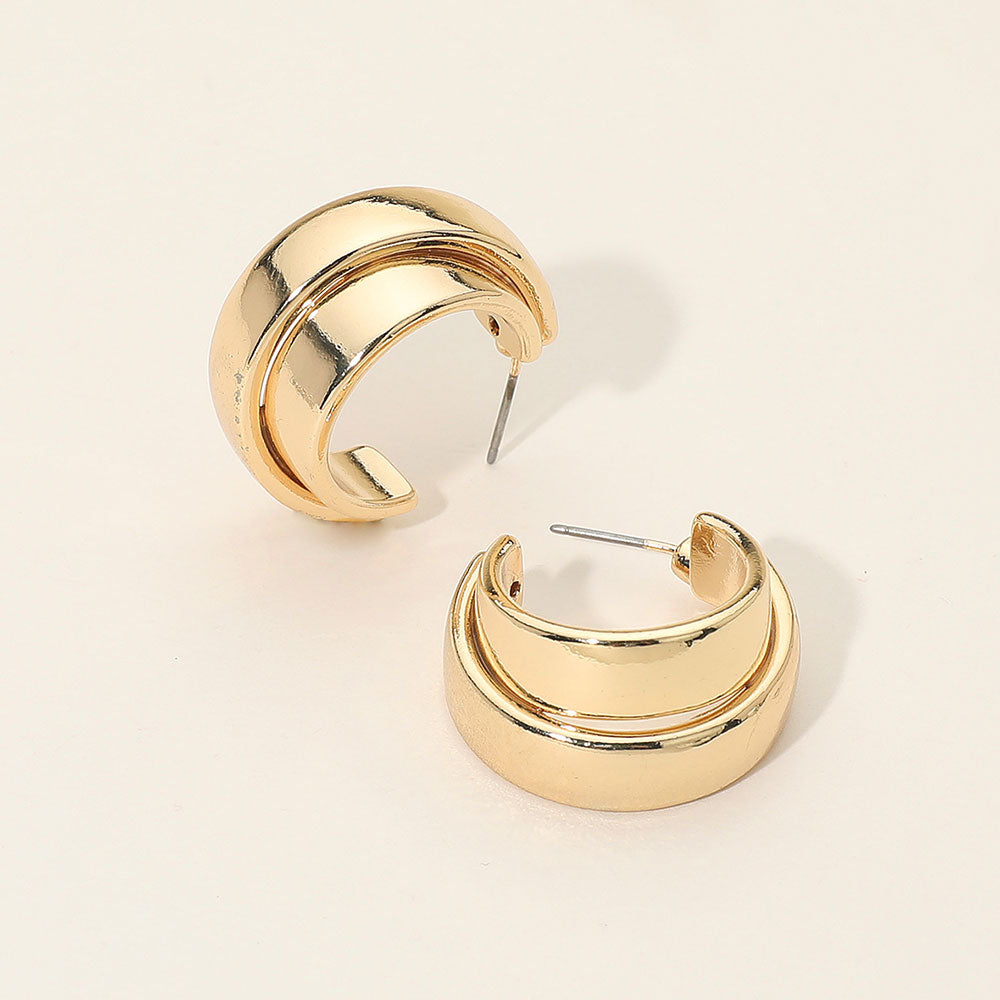 Two Tone Metal Hoop Earrings