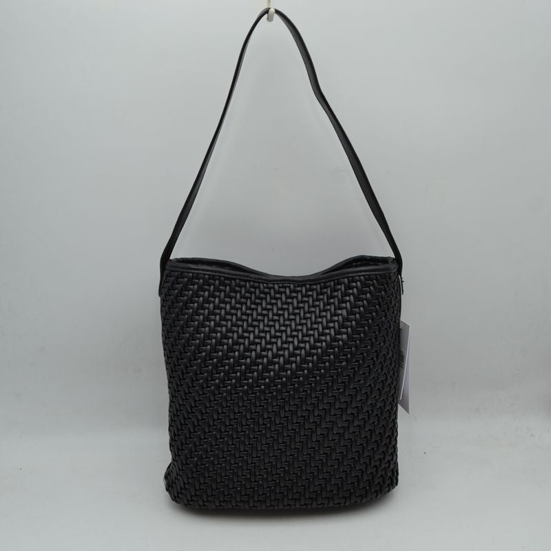 Woven Bucket Hobo Bag with Wide Shoulder Strap