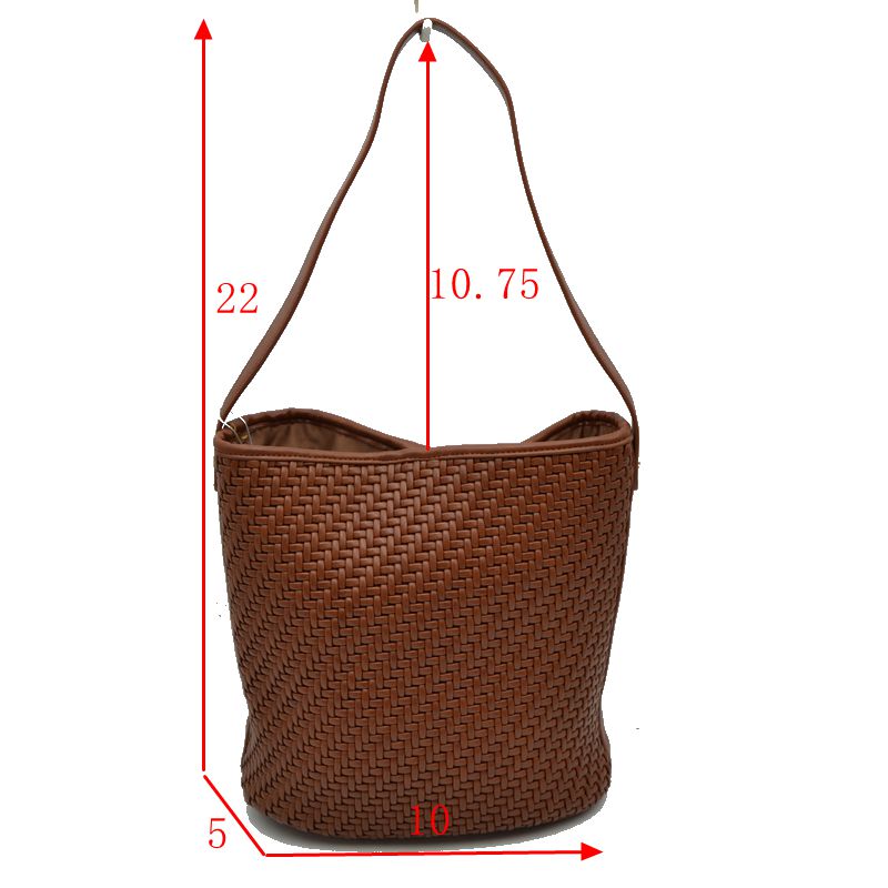 Woven Bucket Hobo Bag with Wide Shoulder Strap