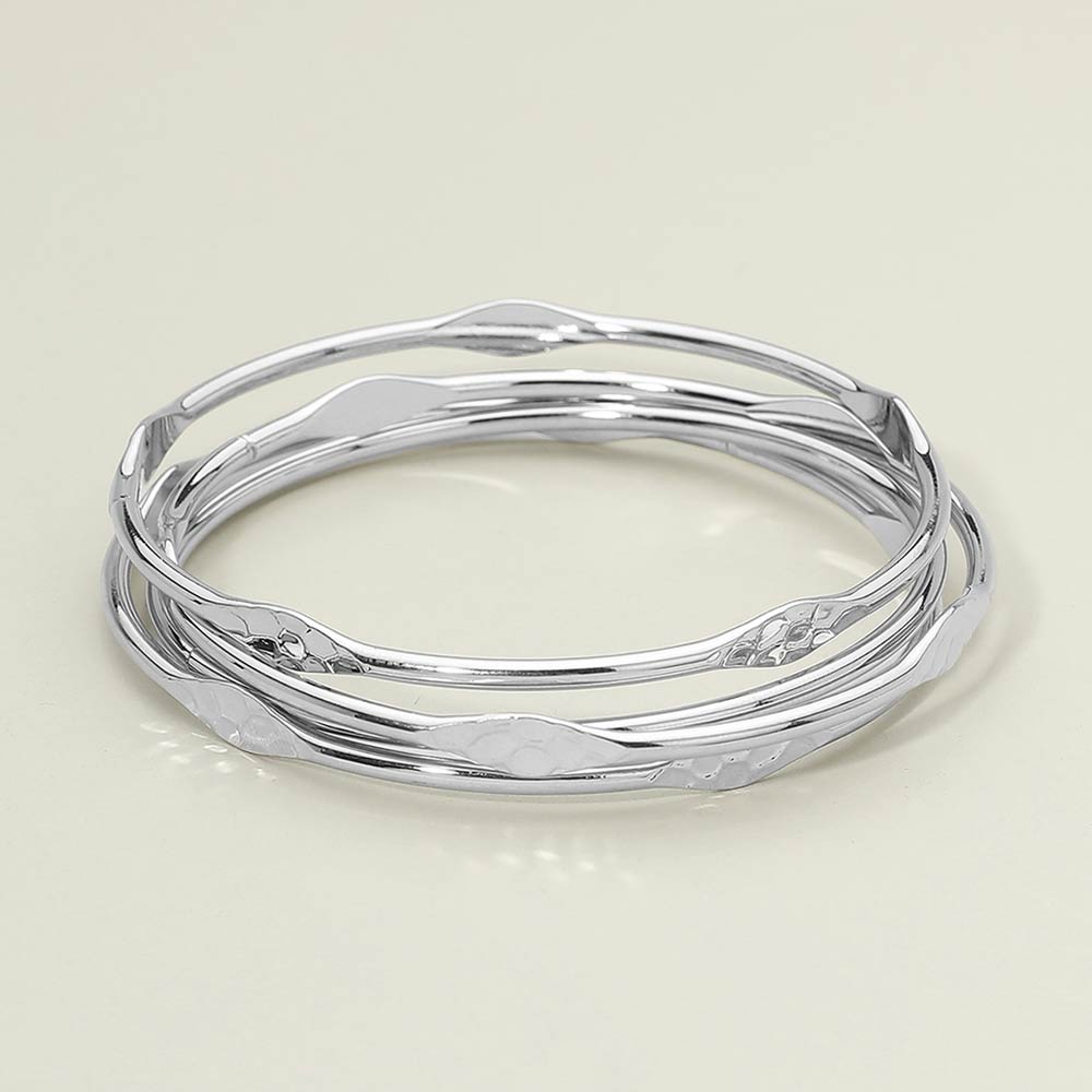 4PCS - Textured Metal Pointed Multi Layered Bangle Bracelets