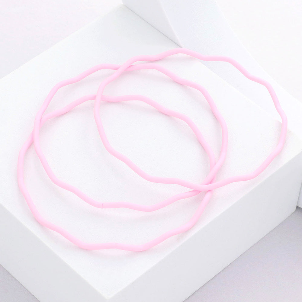 3PCS - Zigzag Chevron Wavy Bangle Bracelets