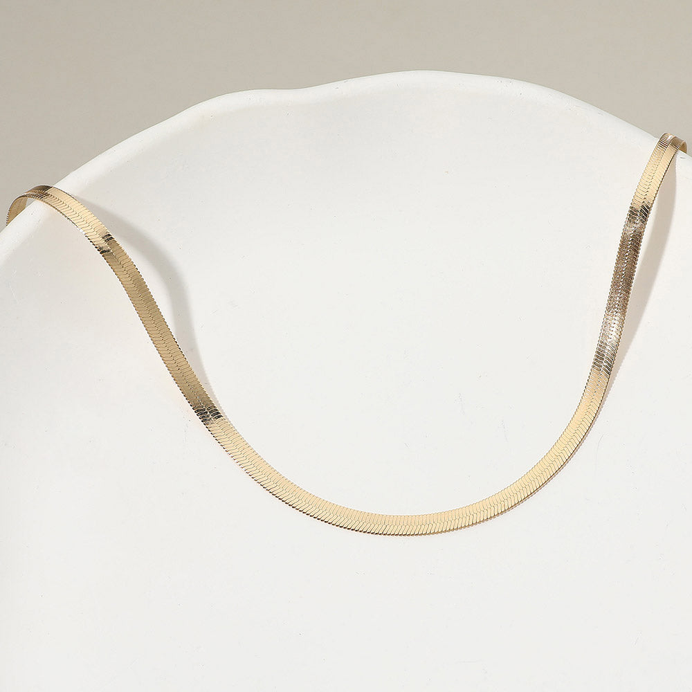 Gold Dipped Sleek Flat Snake Chain Necklace