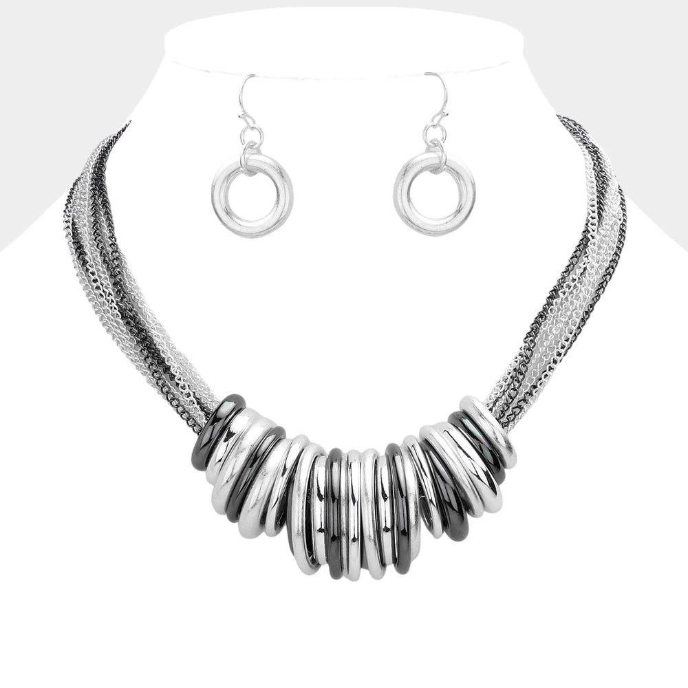 Antique Metal O-Ring Stacked Necklace
