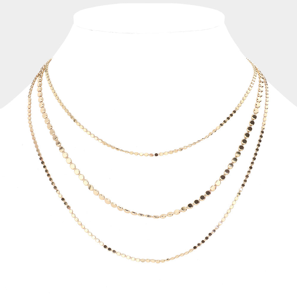 Metal Chain Triple Layered Necklace