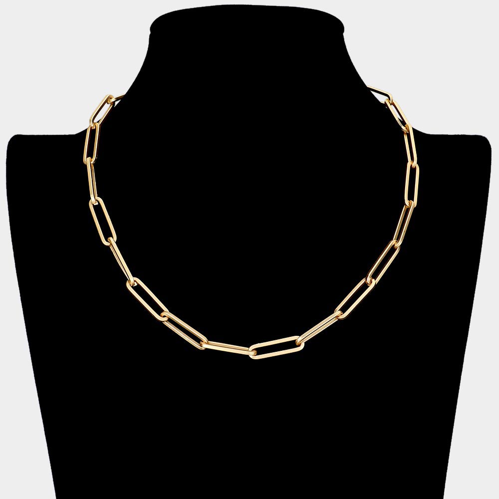 Open Metal Oval Link Necklace