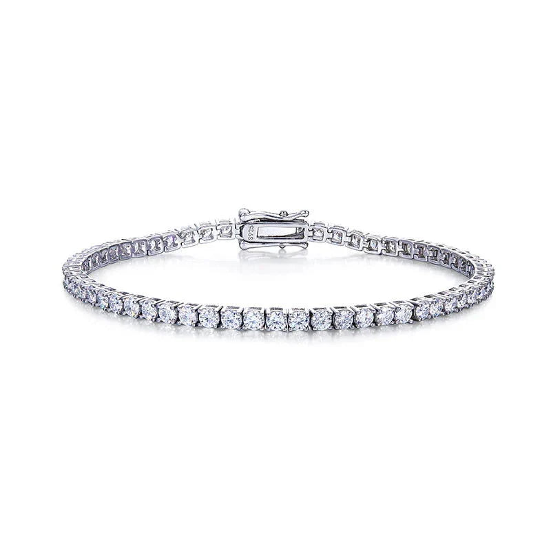 925 Silver 3mm Moissanite Tennis Bracelet – 8"