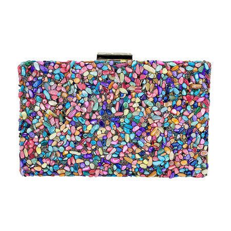 Mother of Pearl Cluster Clutch Crossbody Bag