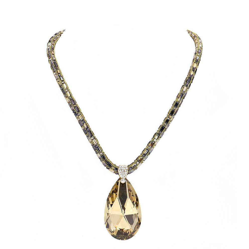 Teardrop Pendant Bling Necklace
