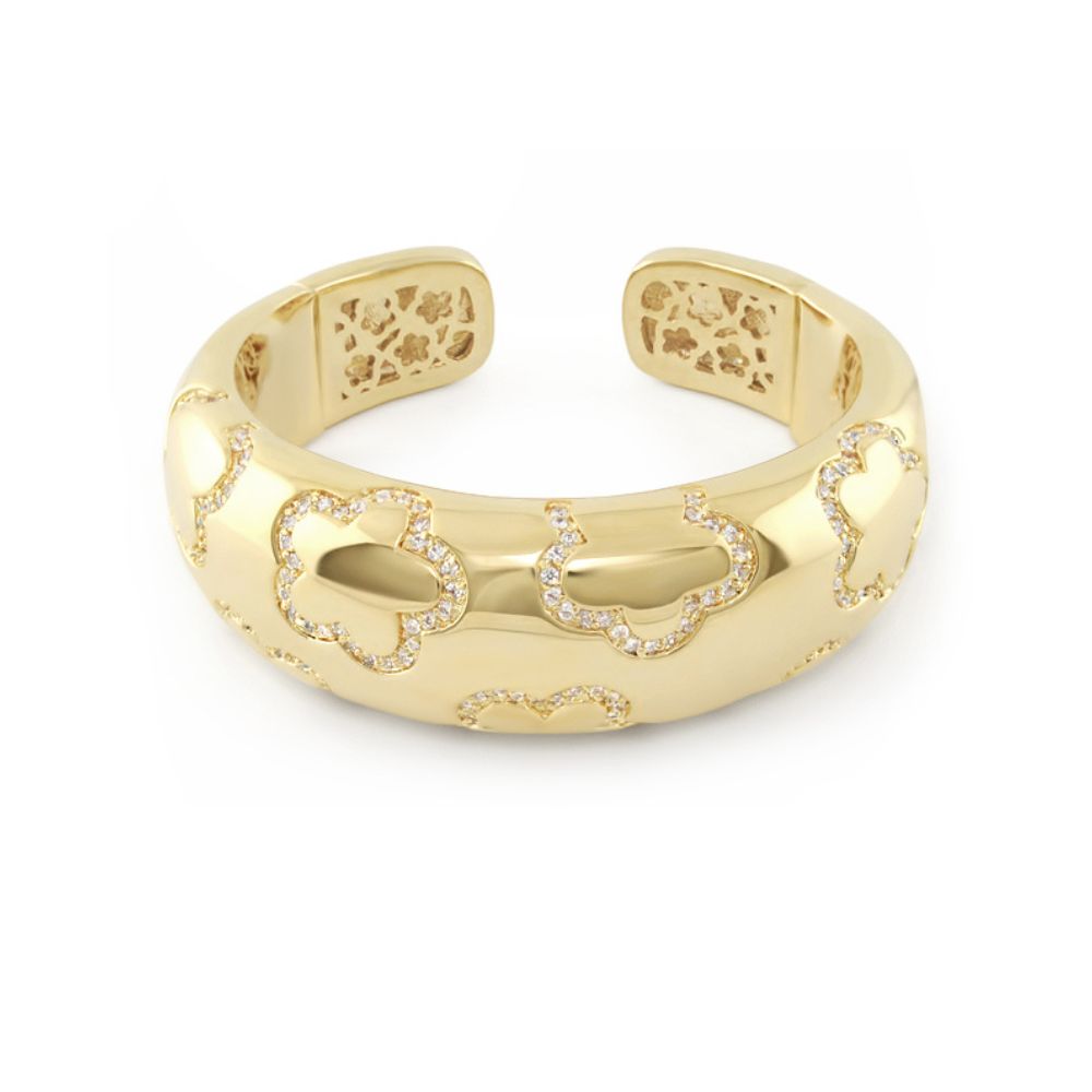 Shiny Daisy Bangle — Pavé Outline Cuff