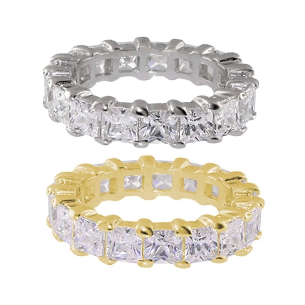 Glamour Pave Eternity Band — Princess-Cut Row