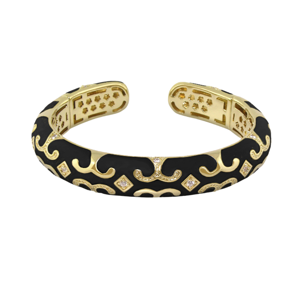Enamel Engagement — Scroll Cuff