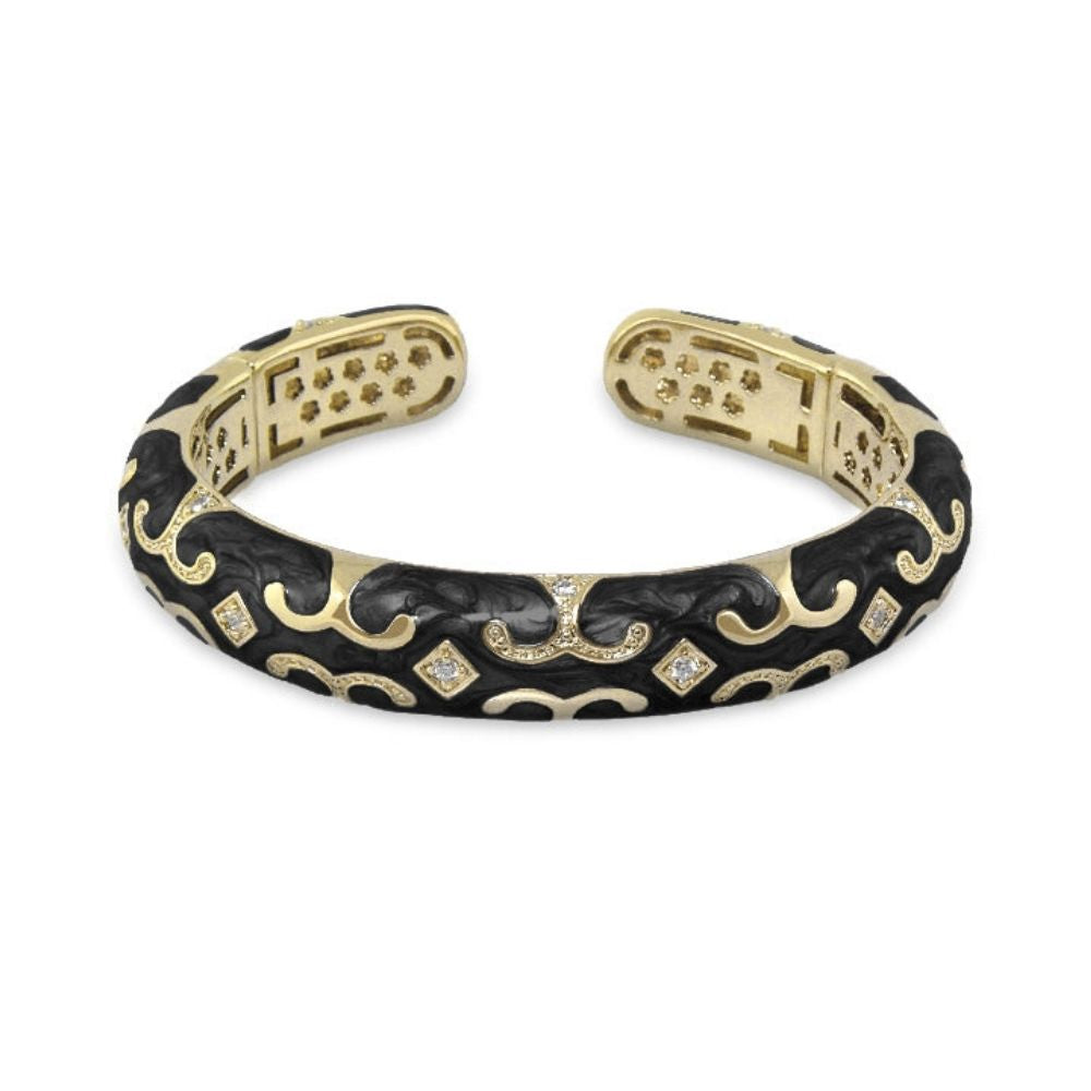 Enamel Engagement — Scroll Cuff