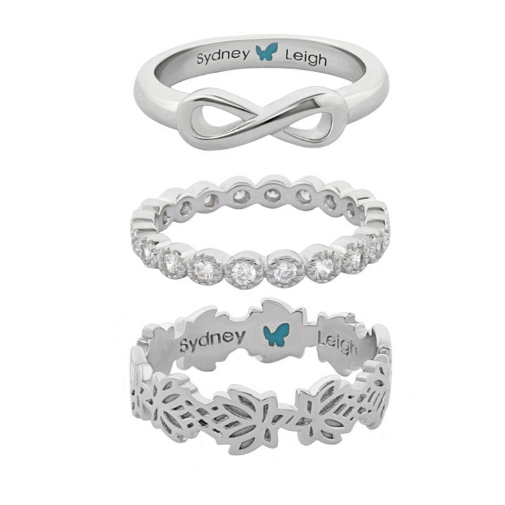 Sydney Leigh Infinity & Lotus Flower Rings Set of 3