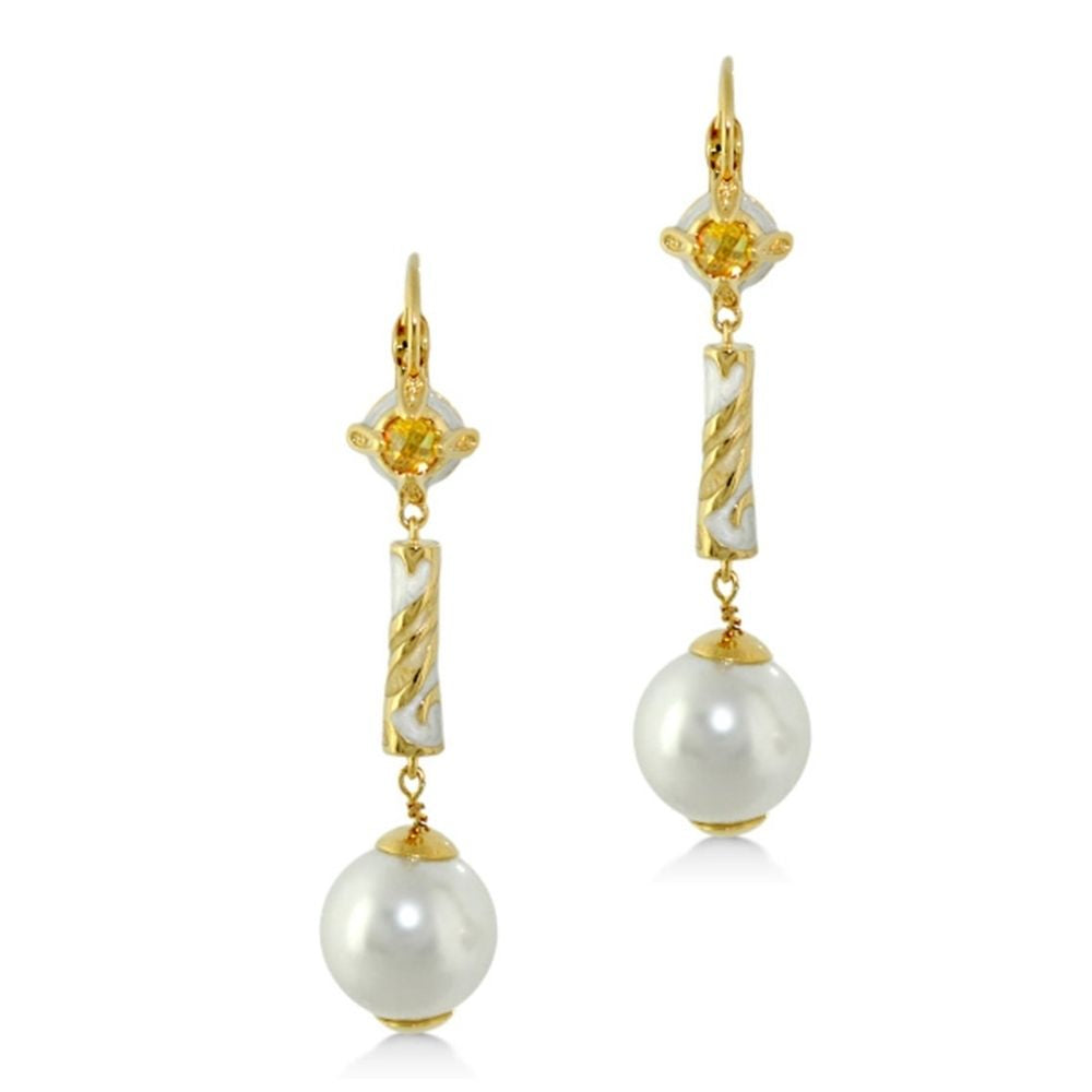 Daisy Swirl Earrings — Pearl Drop Leverback