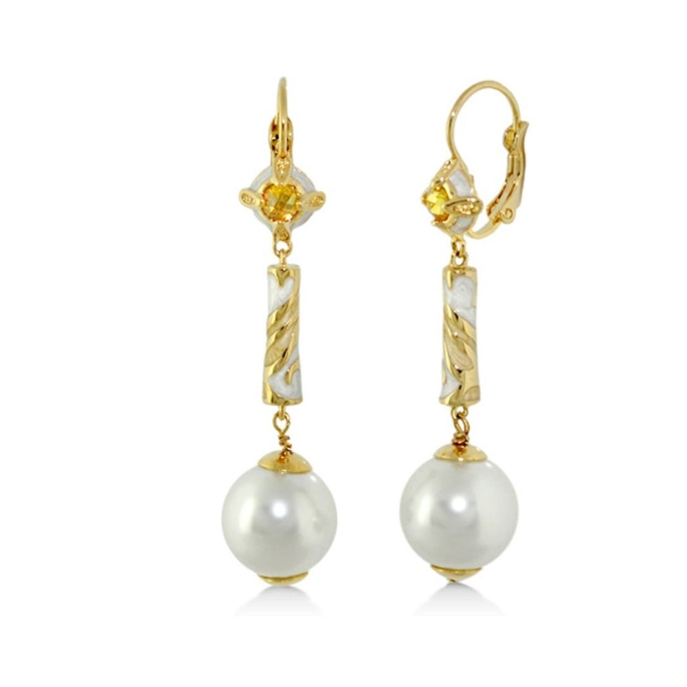Daisy Swirl Earrings — Pearl Drop Leverback