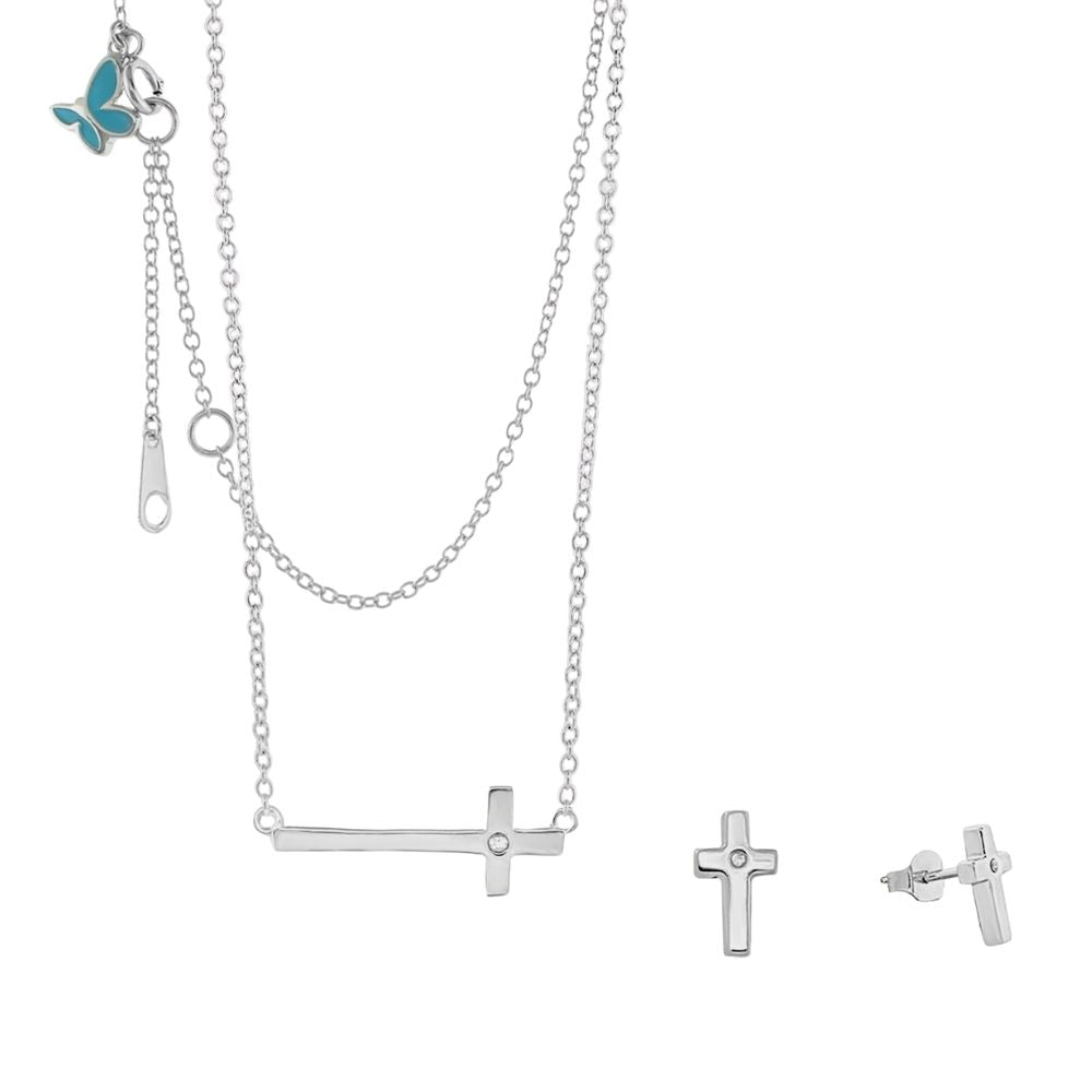 Sydney Leigh Cross Necklace & Earrings Set