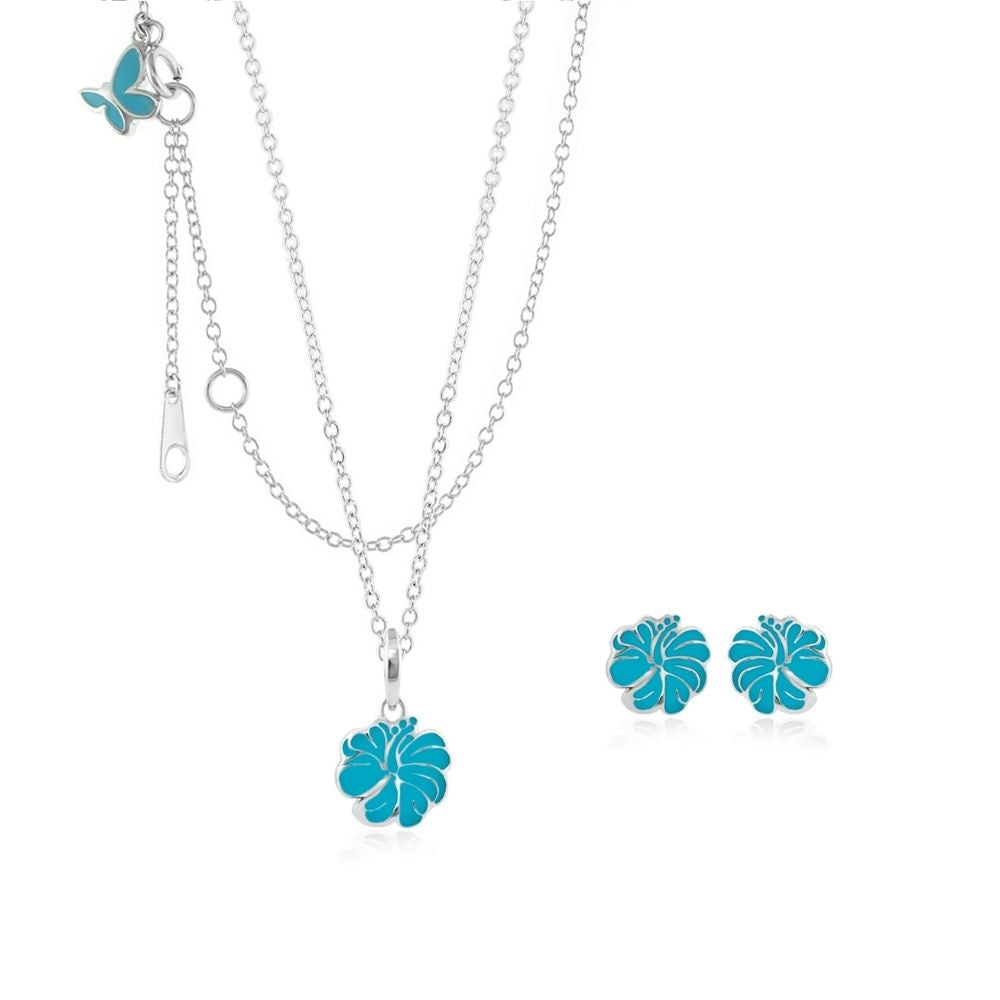 Sydney Leigh Hibiscus Flower Necklace & Earrings Set