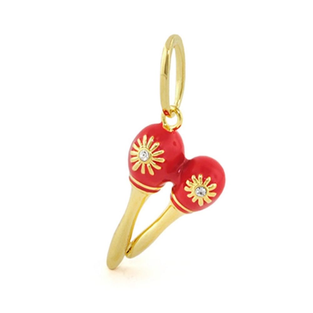 18K Gold Turquoise Maracas Pendant