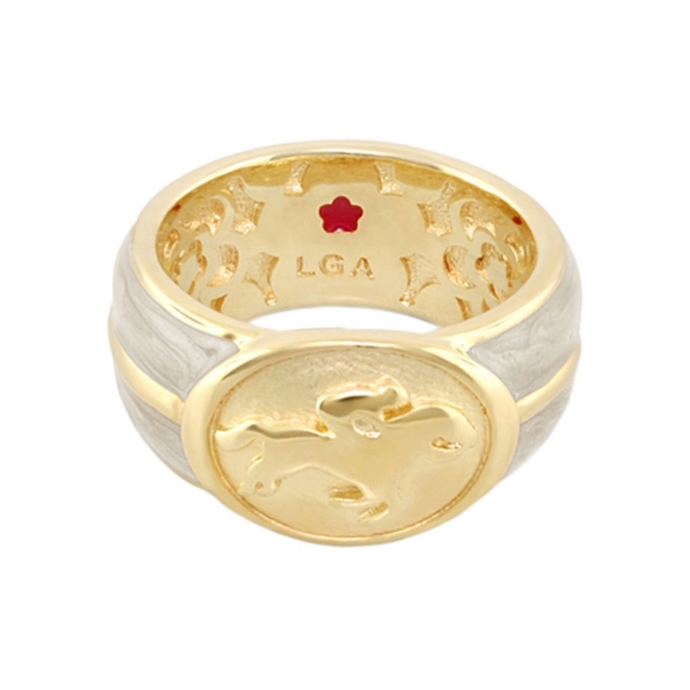 Equestrian Ring — White Jockey Medallion