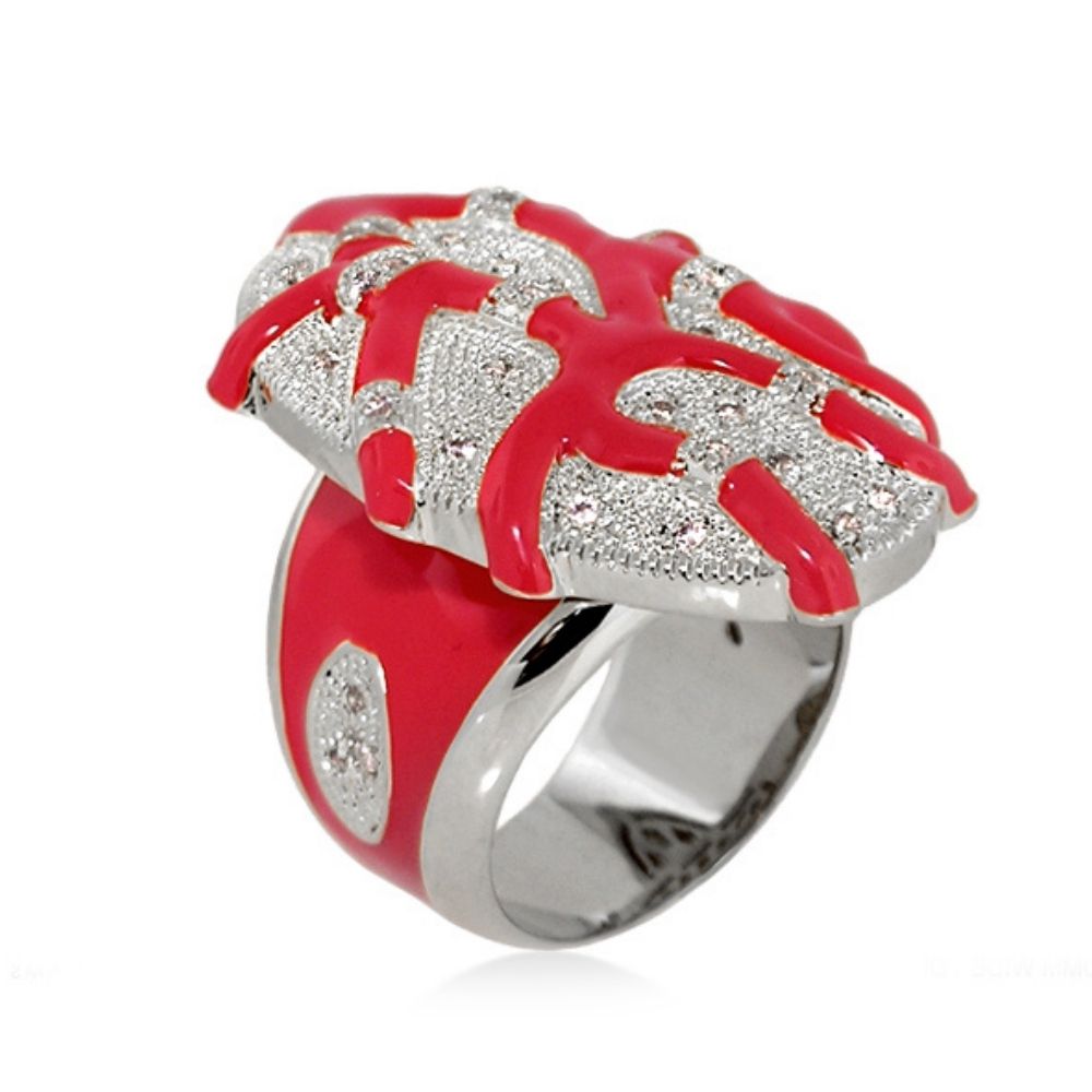 Pretty Little Things Ring — Coral Branch Pavé Dome