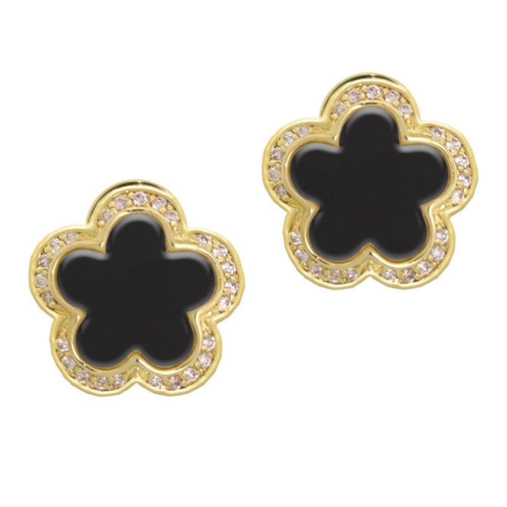 Daisy Love Earrings — Pavé Halo Clip