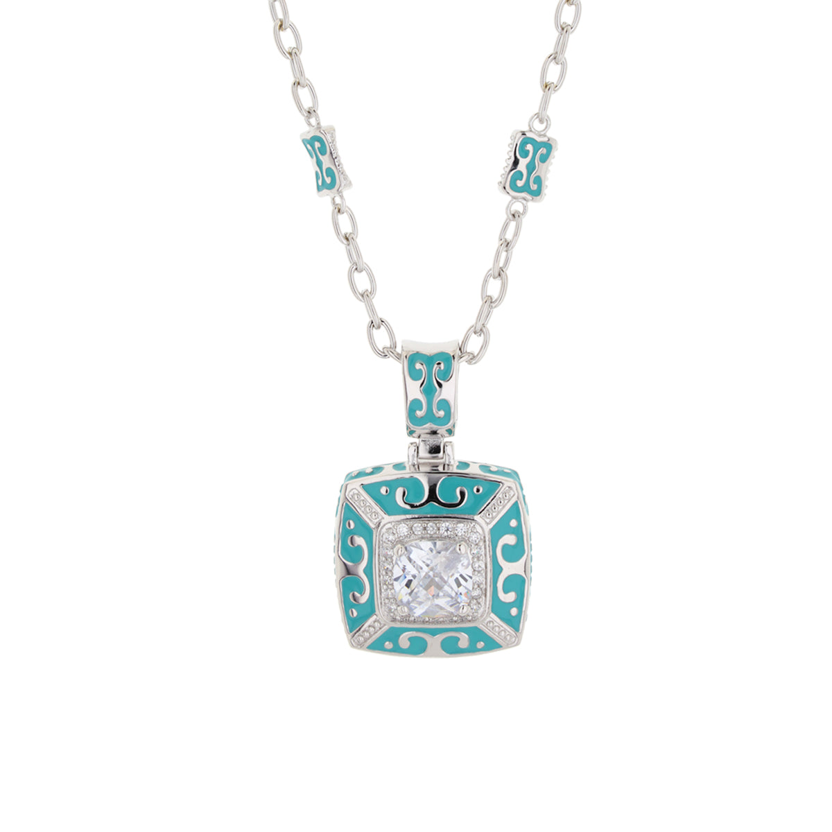 Enamel Engagement — Framed Crystal Pendant