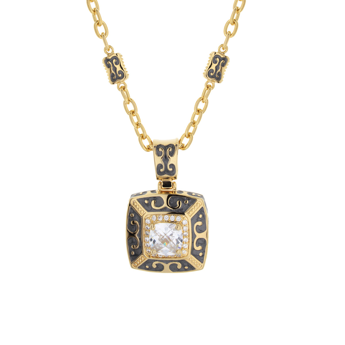 Enamel Engagement — Framed Crystal Pendant