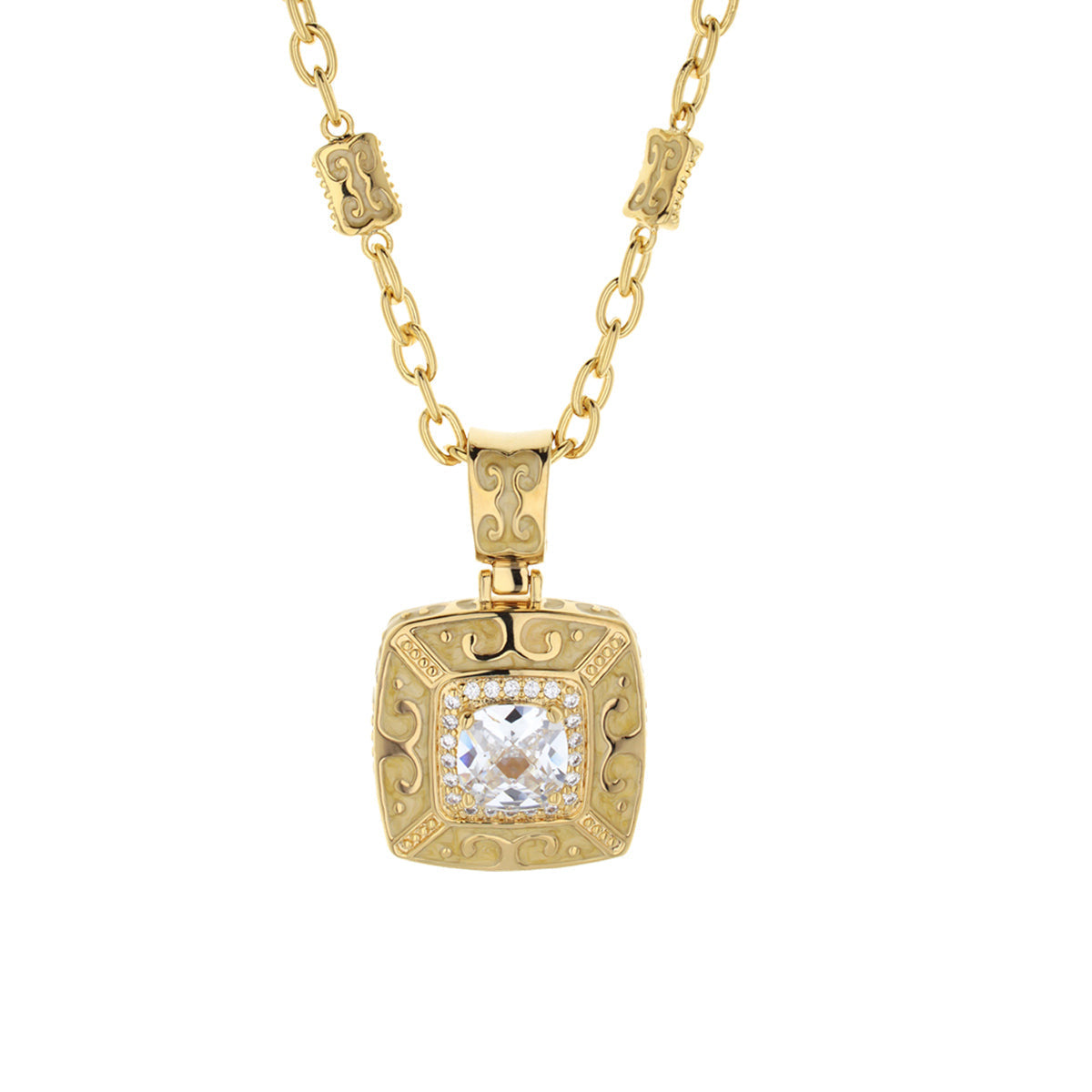 Enamel Engagement — Framed Crystal Pendant