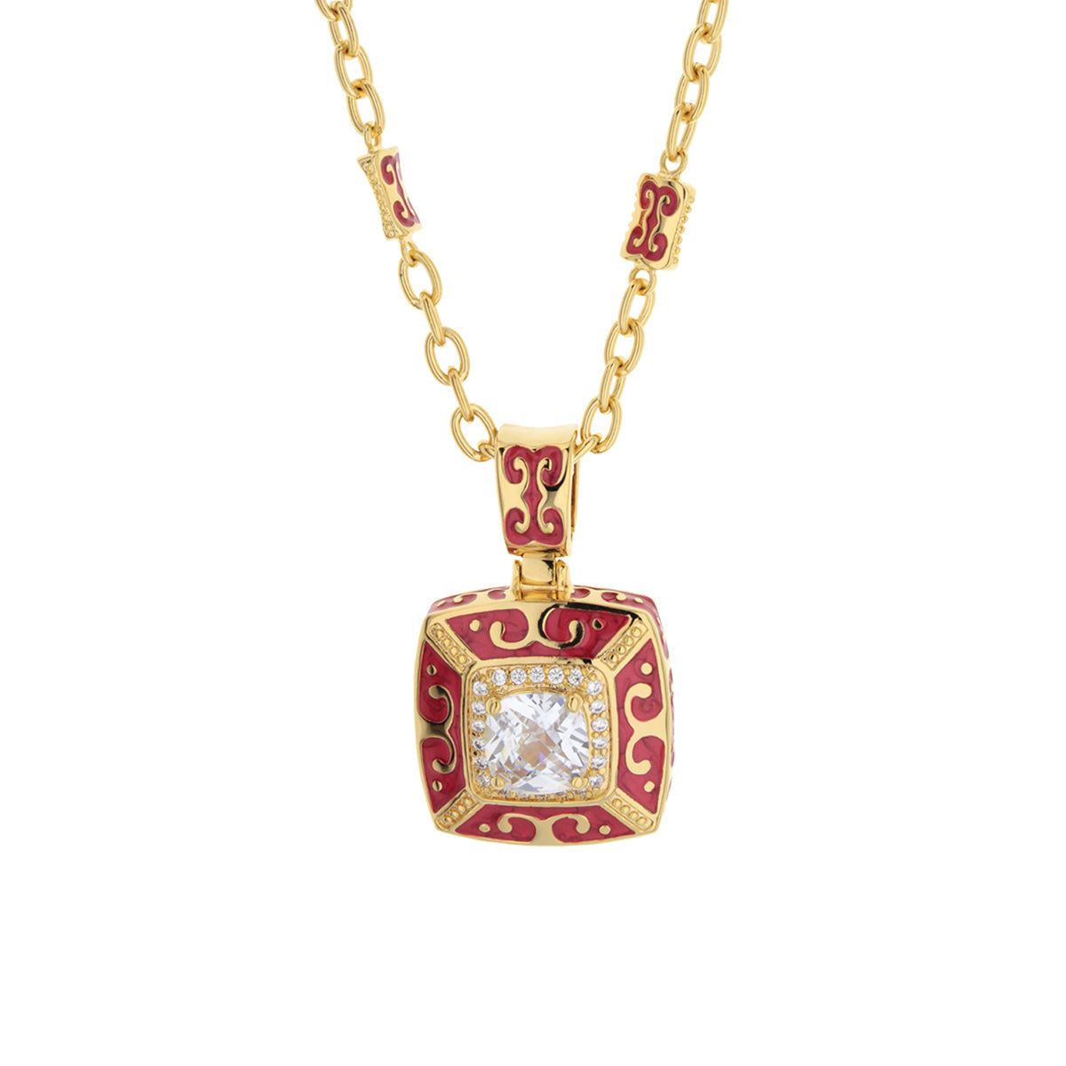 Enamel Engagement — Framed Crystal Pendant