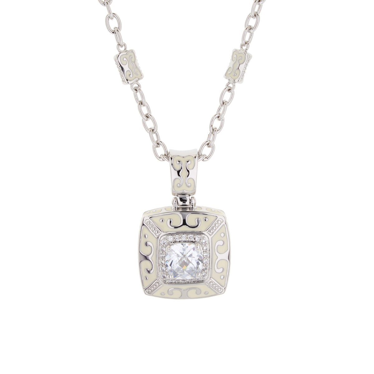Enamel Engagement — Framed Crystal Pendant
