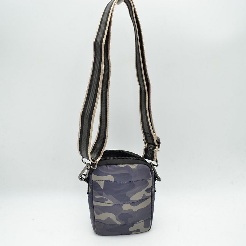 Camouflage Puffer Crossbody Bag Mini Utility Shoulder Bag with Adjustable Strap