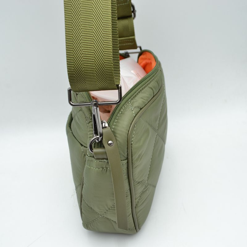 Quilted Puffer Crossbody Bag with Adjustable Webbing Strap