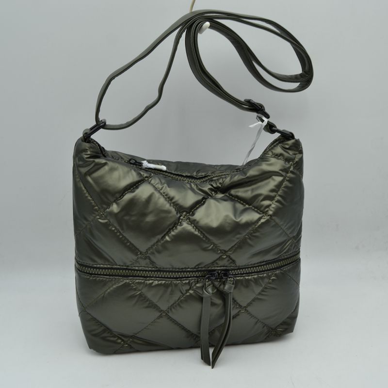 Quilted Crossbody Shoulder Bag with Front Zip Pocket and Adjustable Strap